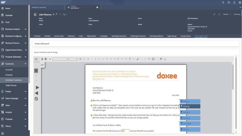 Doxee App für SAP Sales & Service Cloud